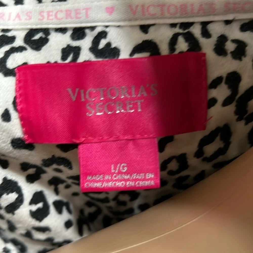 Victoria’s Secret Leopard Gown/Robe with Drawstring, Pink Accents, Cotton, Large - Picture 6 of 12